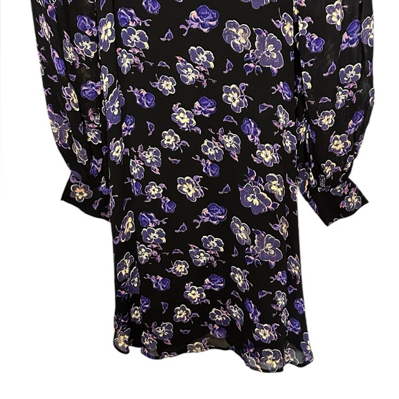 GANNI Georgette Floral Print Balloon Sleeve Mini Shift Dress Size 36/4 - Picture 6 of 10